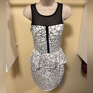 Soprano Black and White Mosaic Mini Dress